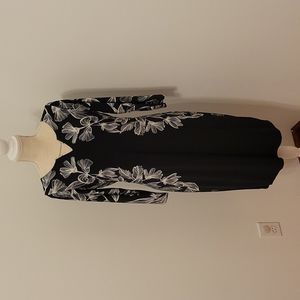 Calvin Klein Black and White Floral Midi Dress